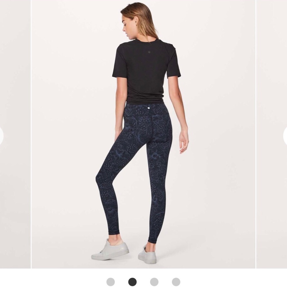 Lululemon"Wunder Under Hi- Rise Tight Full-On Luon - blue & Blac Good Condition-